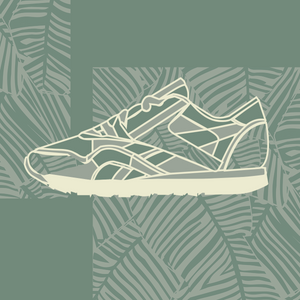 Leafy Pattern Sneaker with Dark Green Background