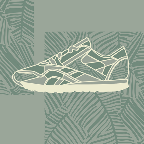 Leafy Pattern Sneaker with Light Green Background