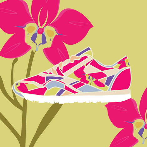 Orchid Sneaker Yellow Background