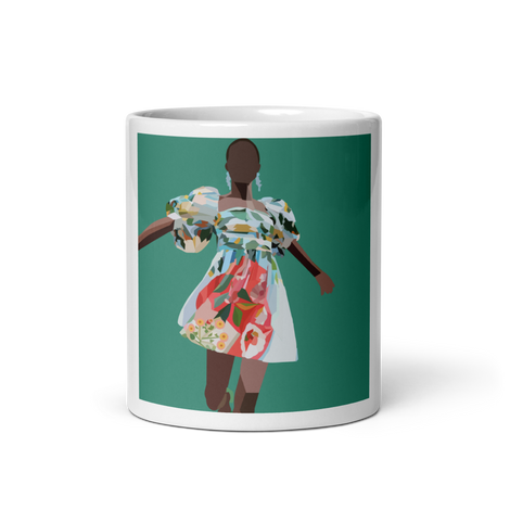 Springs Here! - Solid Green Background - (White glossy mug)