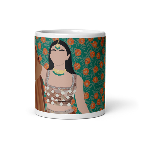 Marigolds &amp; Lenghas - White glossy mug