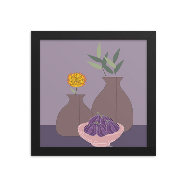 Figs and Purple Hues Still Life - (Framed)