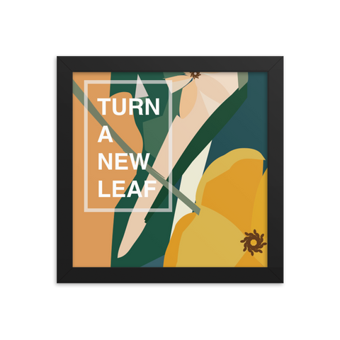 Yellow Poppy & Floral Abstract Background  - Turn A New Leaf - Framed