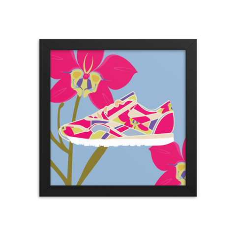 Orchid Sneaker Purple Background - (Framed)