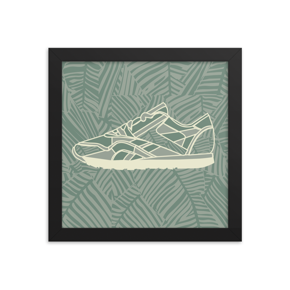 Leafy Pattern Sneaker with Leafy Background - (Framed)