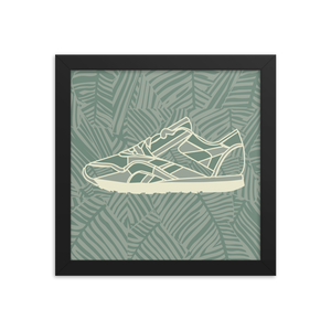 Leafy Pattern Sneaker with Leafy Background - (Framed)