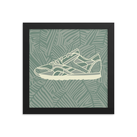 Leafy Pattern Sneaker with Leafy Background - (Framed)