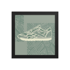 Leafy Pattern Sneaker with Light Green Background - (Framed)