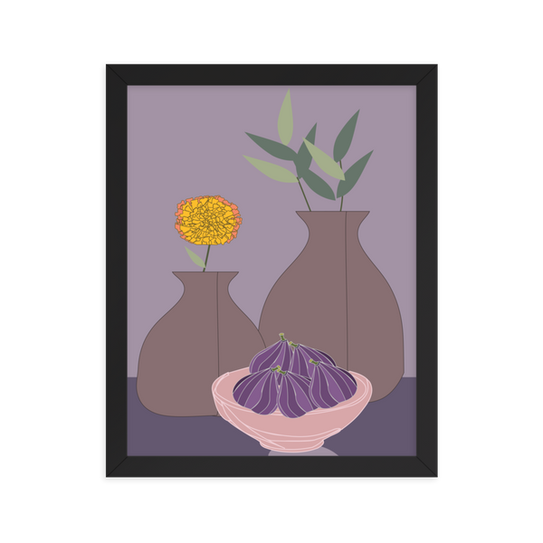 Figs and Purple Hues Still Life - (Framed)