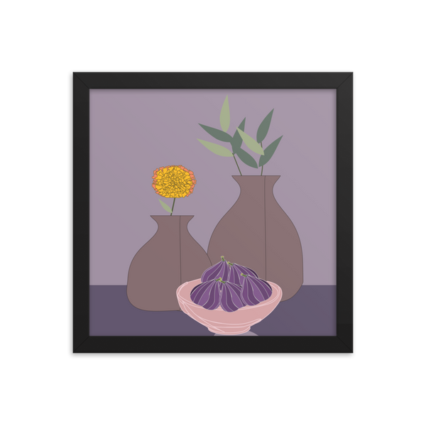 Figs and Purple Hues Still Life - (Framed)