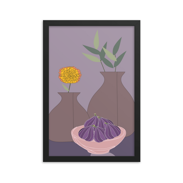 Figs and Purple Hues Still Life - (Framed)