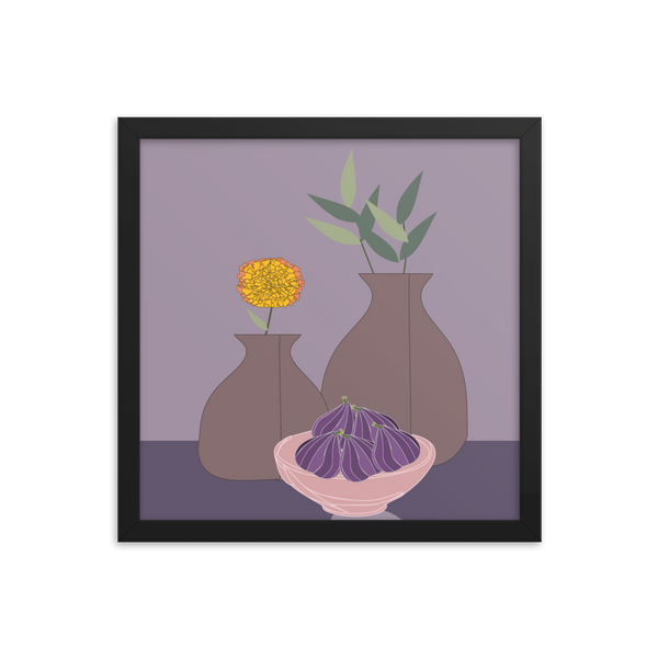 Figs and Purple Hues Still Life - (Framed)