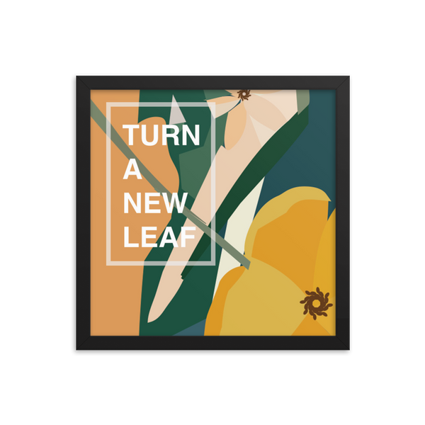 Yellow Poppy & Floral Abstract Background  - Turn A New Leaf - Framed