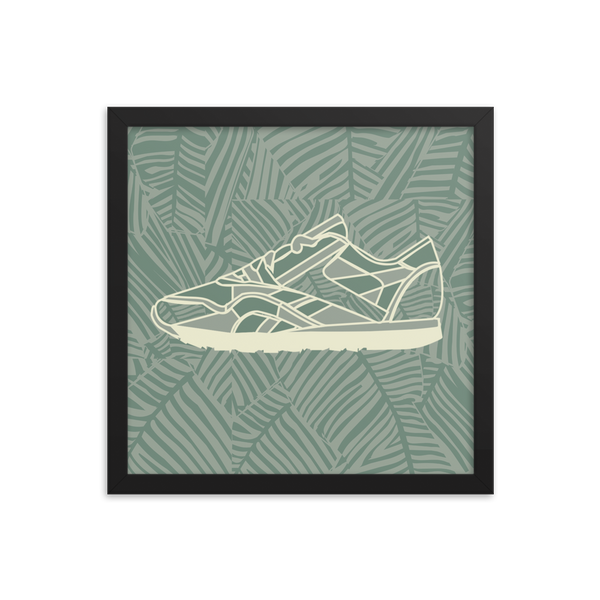 Leafy Pattern Sneaker with Leafy Background - (Framed)