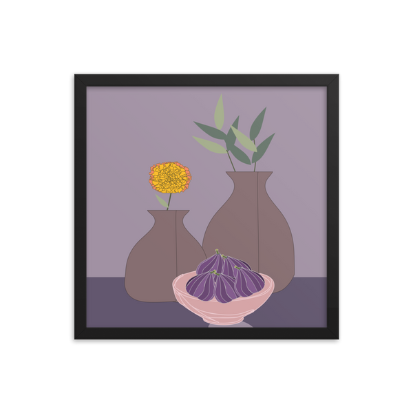 Figs and Purple Hues Still Life - (Framed)