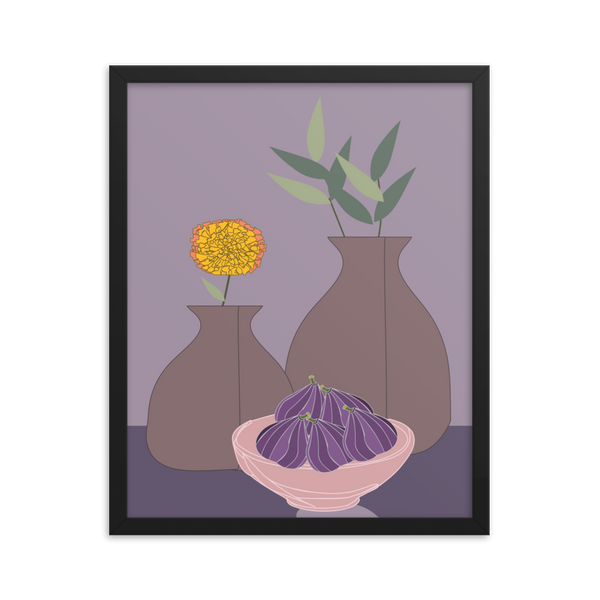 Figs and Purple Hues Still Life - (Framed)