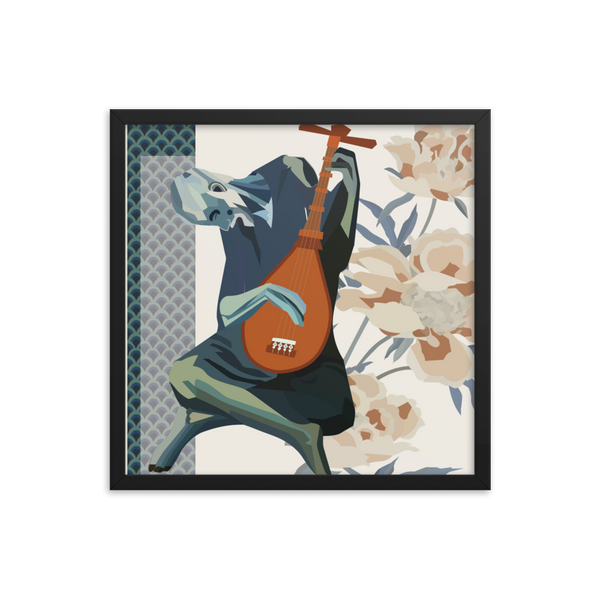 The Old Guitarist with Japanese art influences - (Framed)
