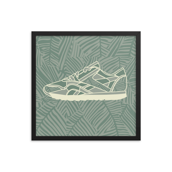 Leafy Pattern Sneaker with Leafy Background - (Framed)