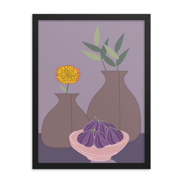 Figs and Purple Hues Still Life - (Framed)