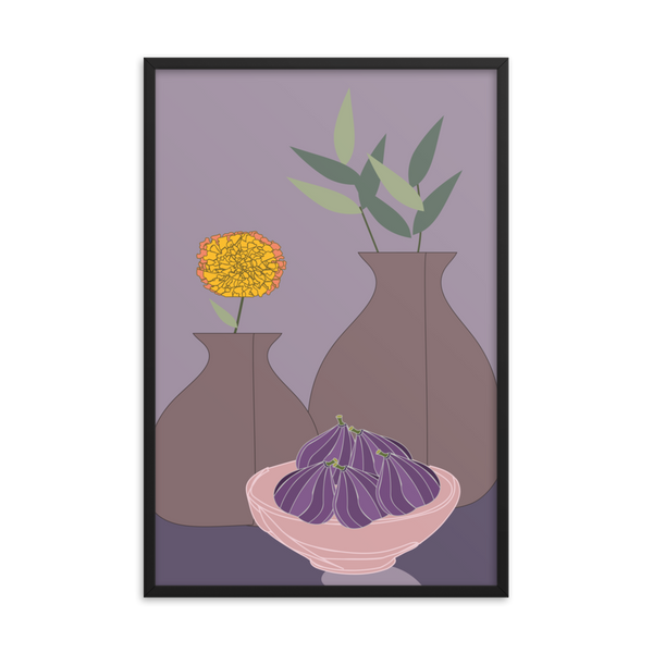 Figs and Purple Hues Still Life - (Framed)