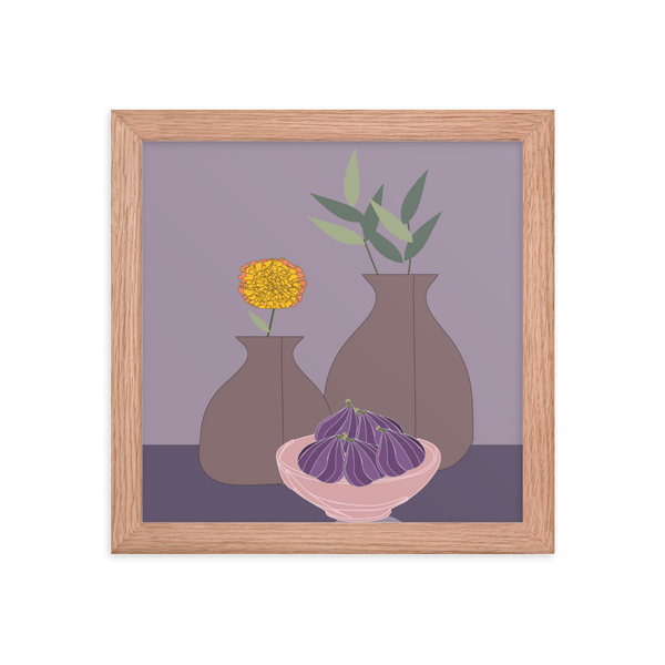 Figs and Purple Hues Still Life - (Framed)