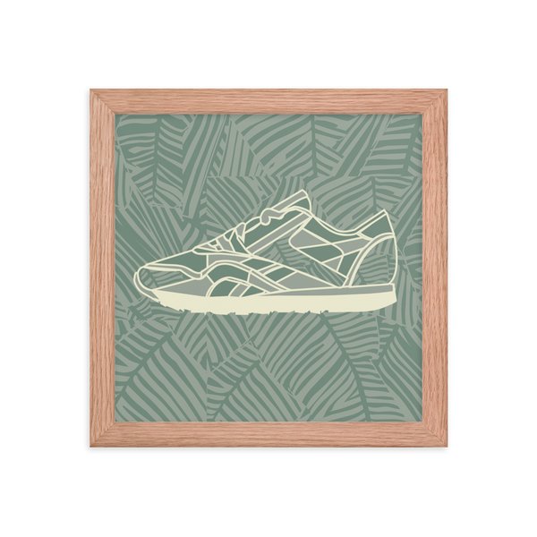 Leafy Pattern Sneaker with Leafy Background - (Framed)