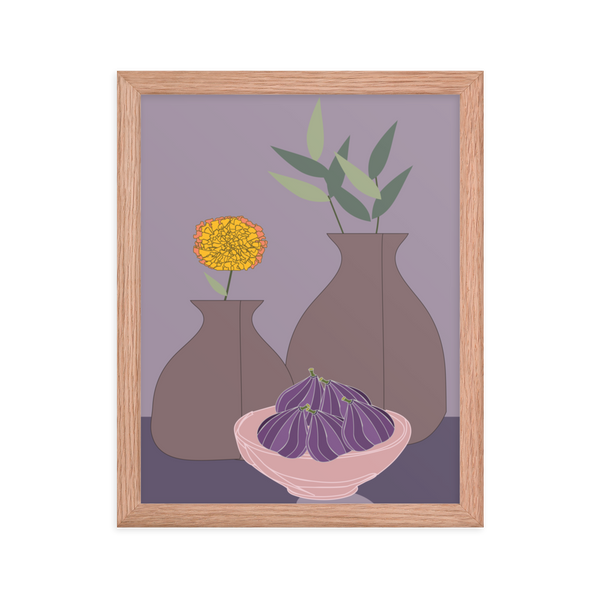 Figs and Purple Hues Still Life - (Framed)