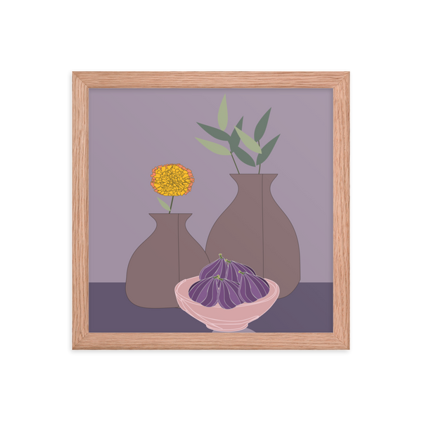 Figs and Purple Hues Still Life - (Framed)