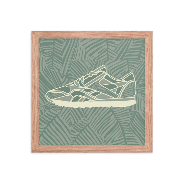 Leafy Pattern Sneaker with Leafy Background - (Framed)