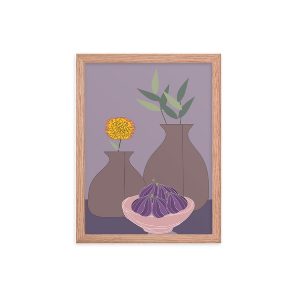 Figs and Purple Hues Still Life - (Framed)