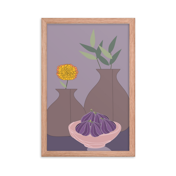 Figs and Purple Hues Still Life - (Framed)