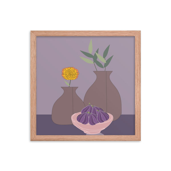 Figs and Purple Hues Still Life - (Framed)