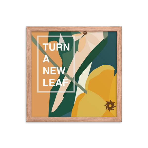 Yellow Poppy & Floral Abstract Background  - Turn A New Leaf - Framed