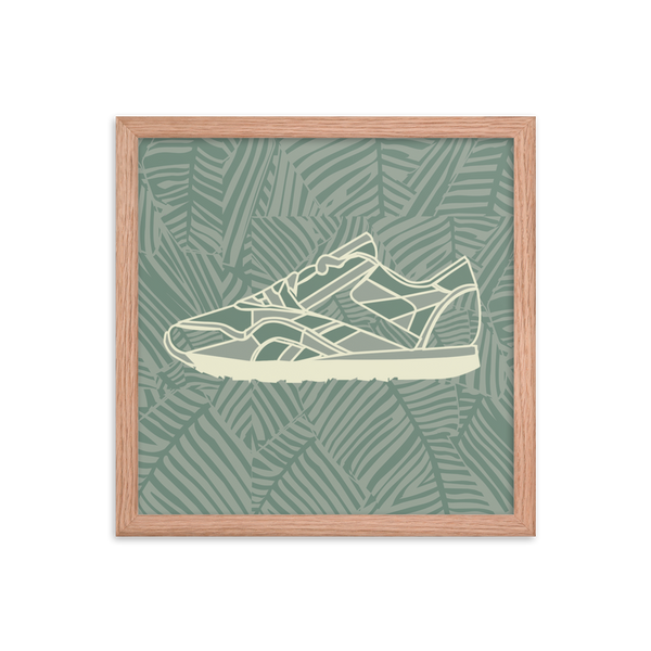 Leafy Pattern Sneaker with Leafy Background - (Framed)