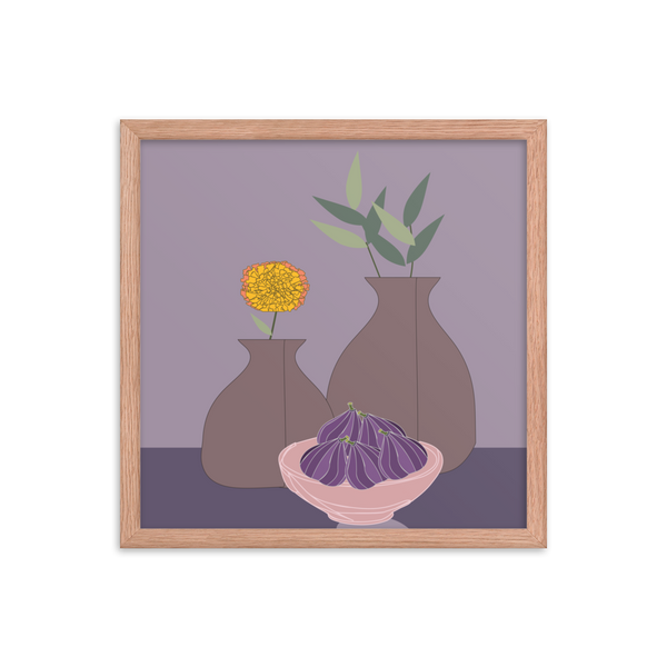 Figs and Purple Hues Still Life - (Framed)