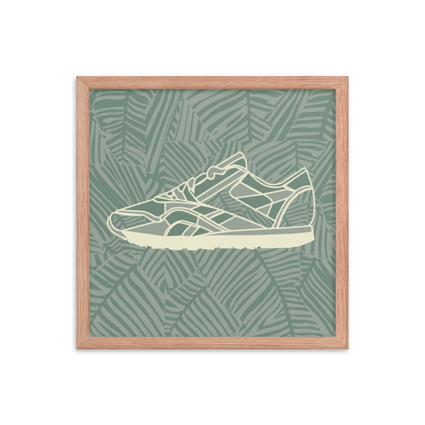 Leafy Pattern Sneaker with Leafy Background - (Framed)