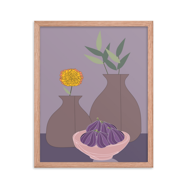 Figs and Purple Hues Still Life - (Framed)