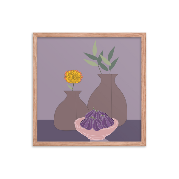 Figs and Purple Hues Still Life - (Framed)