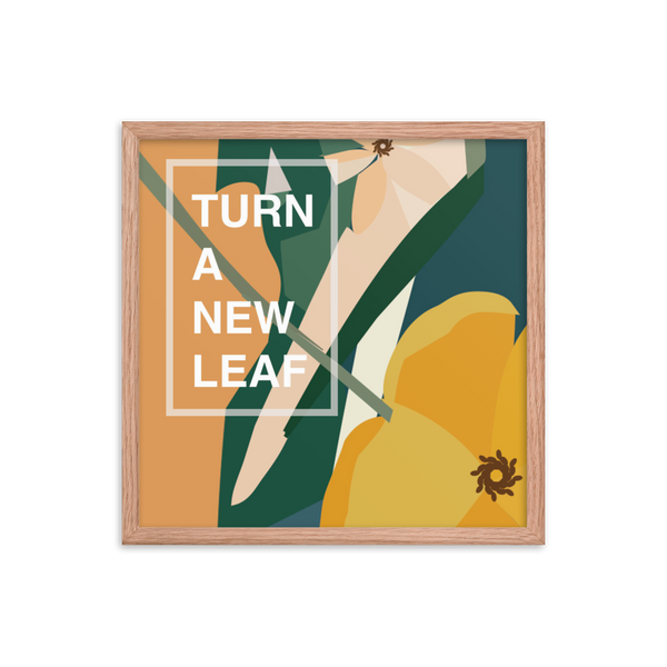 Yellow Poppy & Floral Abstract Background  - Turn A New Leaf - Framed