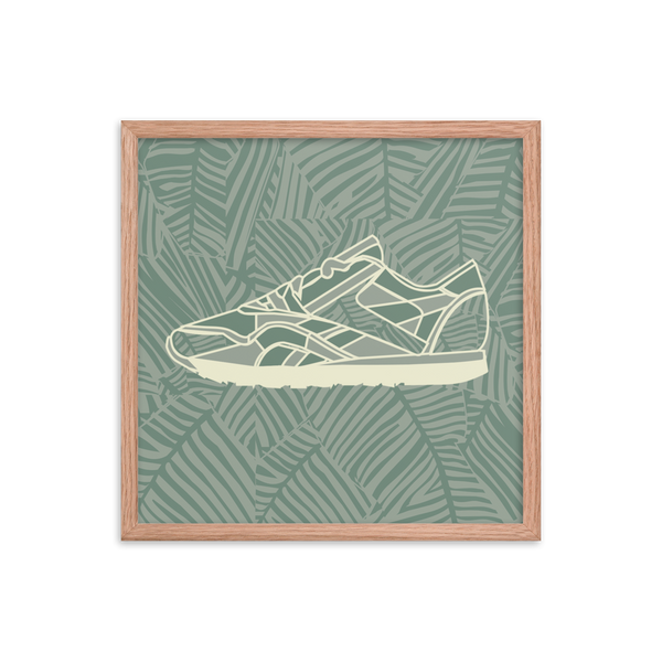 Leafy Pattern Sneaker with Leafy Background - (Framed)