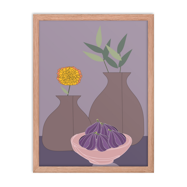 Figs and Purple Hues Still Life - (Framed)