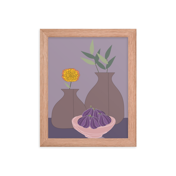 Figs and Purple Hues Still Life - (Framed)