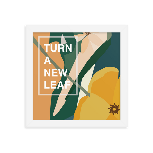 Yellow Poppy & Floral Abstract Background  - Turn A New Leaf - Framed