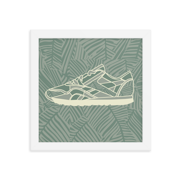 Leafy Pattern Sneaker with Leafy Background - (Framed)