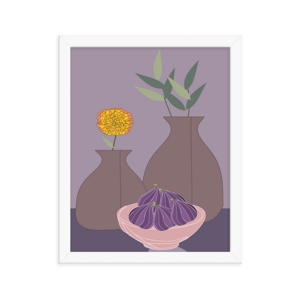 Figs and Purple Hues Still Life - (Framed)