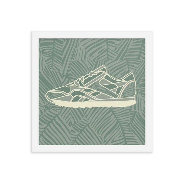 Leafy Pattern Sneaker with Leafy Background - (Framed)