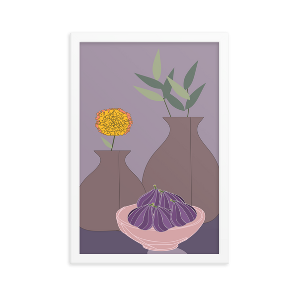 Figs and Purple Hues Still Life - (Framed)