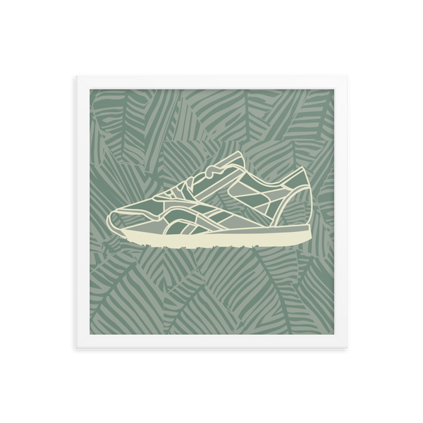 Leafy Pattern Sneaker with Leafy Background - (Framed)