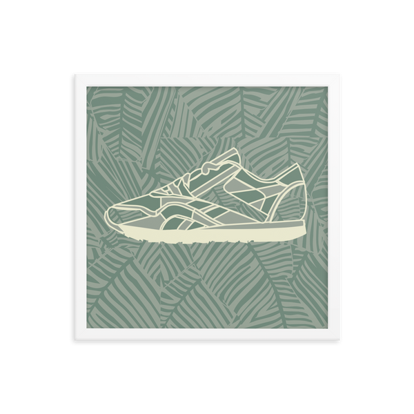 Leafy Pattern Sneaker with Leafy Background - (Framed)