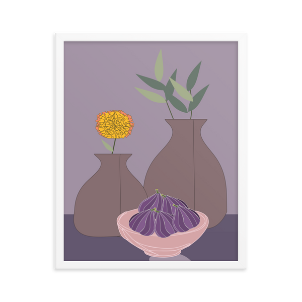 Figs and Purple Hues Still Life - (Framed)